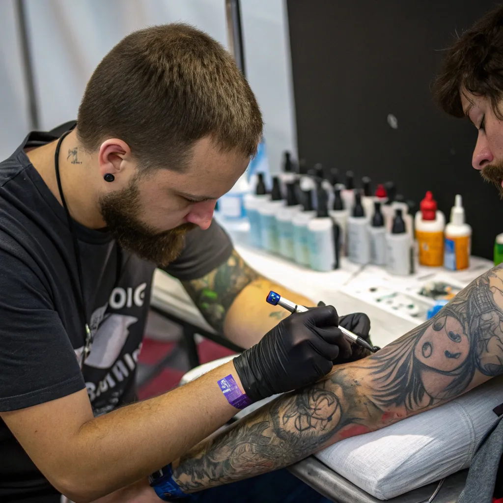 Artistic tattoo in progress